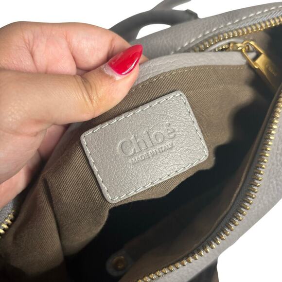 Chloe Marcie Leather Satchel Cashmere Grey - Picture 4 of 5